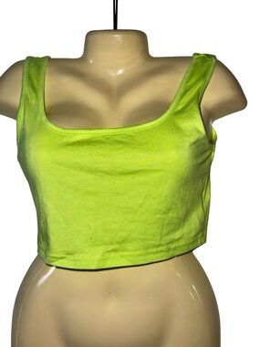 SHEIN Neon Lime Square Neck Crop Tank Top - Lime Green